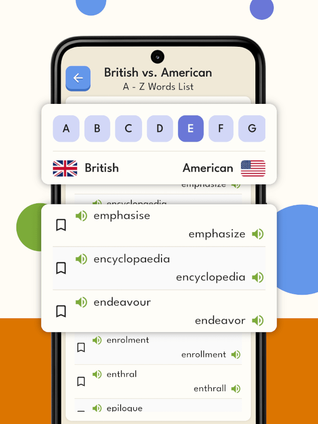 British vs. American English App - Features