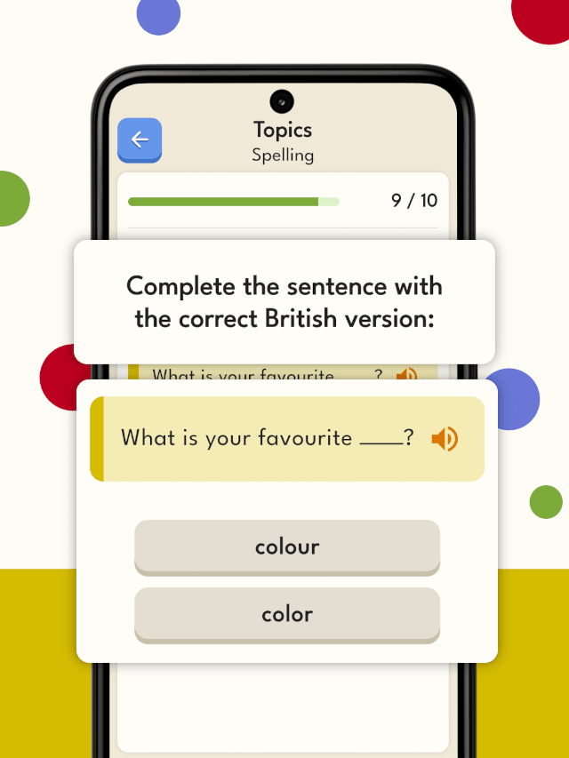British vs. American English App - Tests