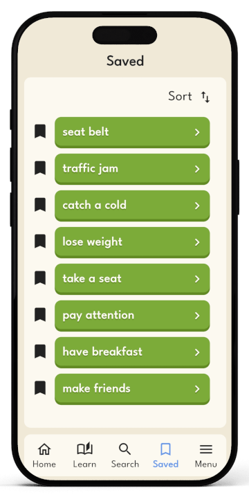English Collocations App - Features