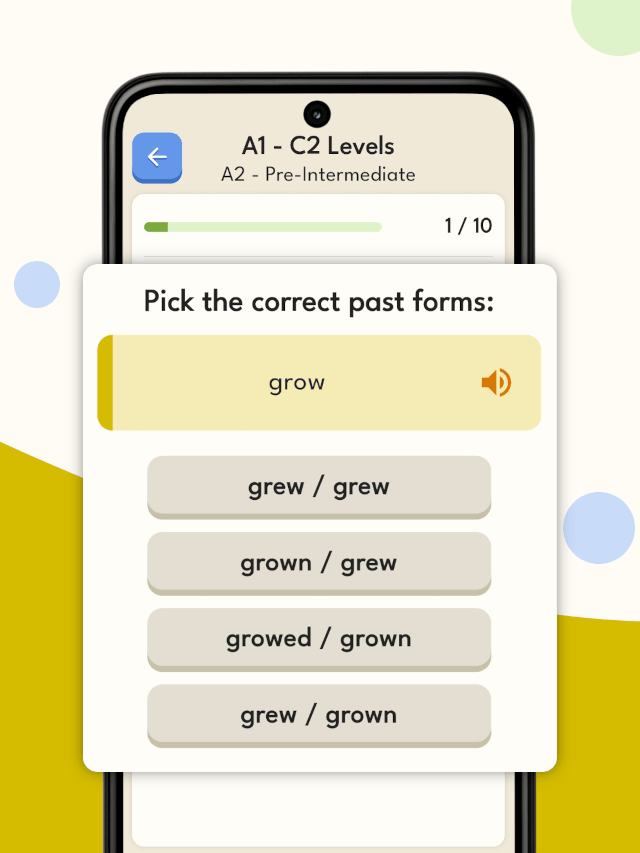 English Irregular Verbs App - Test